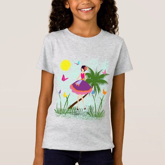 Camiseta Chica con vestido morado (Anverso)