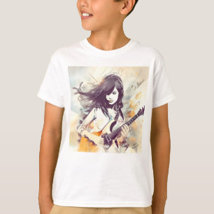 Camiseta Chica con vibraciones de música rock