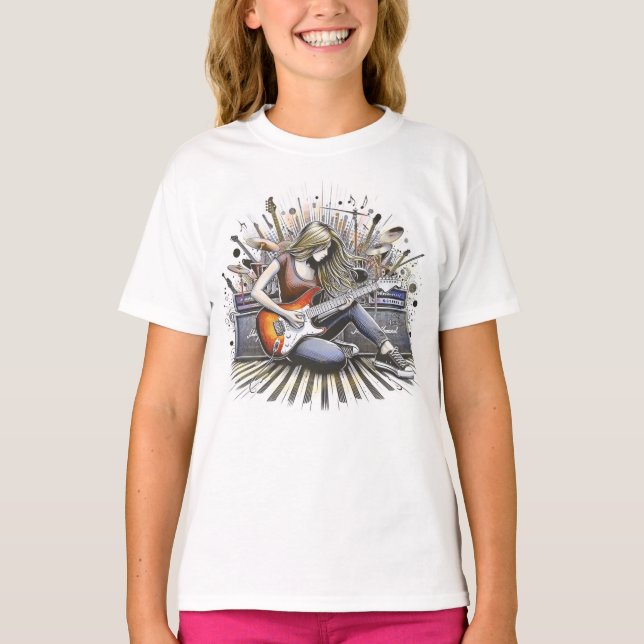 Camiseta Chica con vibraciones musicales (Anverso)