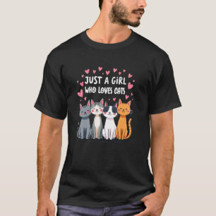 Camiseta Chica Conmovedora Ama Gatos Cuatro Arte de Gatos