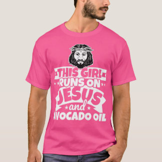 Camiseta Chica corre sobre Jesús y aceite de aguacate