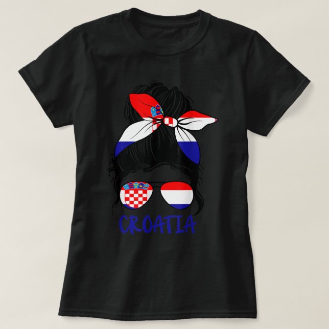 Camiseta Chica croata Mujer croata Orgullosa bandera croata (Diseño del anverso)