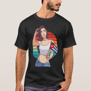 Camiseta Chica Cubanita Bandera de Cuba Orgullo Cubano Hisp