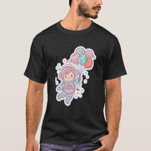 Camiseta Chica Cumpleañera Astronauta Fiesta Espacial Kawai