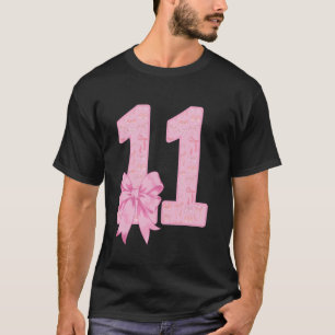 Camiseta Chica Cumpleañera De 11 Años Coquette Lazo Rosa Ae