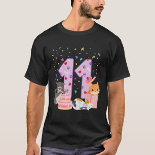 Camiseta Chica cumpleaños 11 años atuendo Gato lindo 11 año