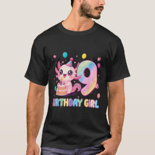 Camiseta Chica cumpleaños 9 Axolotl lindo 9 años Cumpleaños