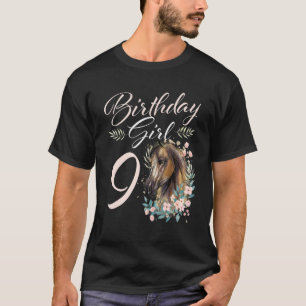 Camiseta Chica cumpleaños 9 caballo 9 años Bday