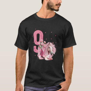 Camiseta Chica Cumpleaños 9 Caballo Amante Vaquera 9 Años 