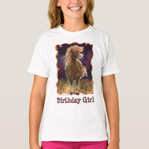 Camiseta Chica Cumpleaños Caballo de Fuego Delante y Detrás