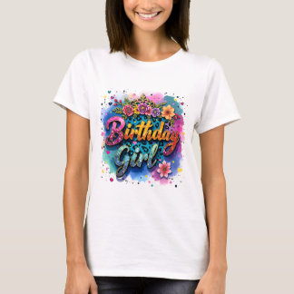 Camiseta Chica Cumpleaños Leopardo Floral