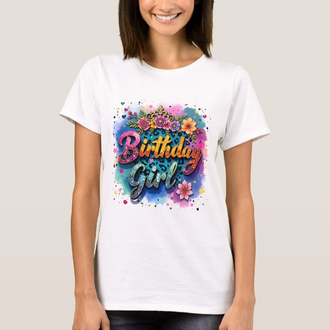 Camiseta Chica Cumpleaños Leopardo Floral (Anverso)