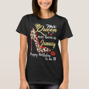 Camiseta Chica Cumpleaños Leopardo Tacón Alto Esta Reina Na