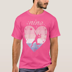 Camiseta Chica Cumpleaños Lindo Voleibol 9 Años Cumple 9
