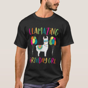 Camiseta Chica Cumpleaños Llama Fiesta LLamazing Alpaca Glo