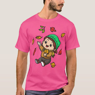 Camiseta Chica Cute En El Personalizado De Otoño