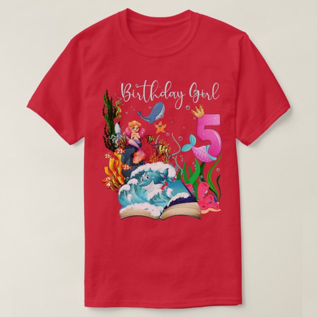 Camiseta Chica Cute Mermaid 5º cumpleaños (Diseño del anverso)