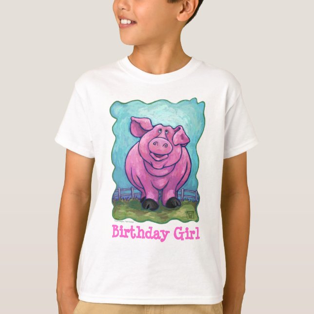 Camiseta Chica Cute Pig Birthday (Anverso)