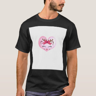Camiseta Chica Cute Recta Cara Sobre El Fondo Del Corazón R