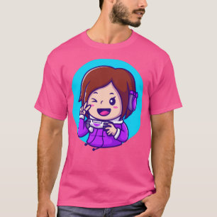 Camiseta Chica Cuto Jugando Con Joystick Con Paz Mano