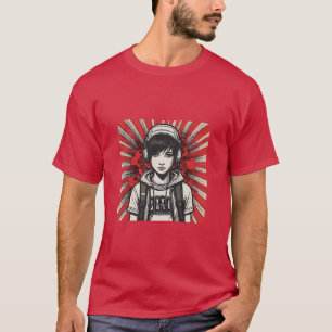 Camiseta Chica Cyber Emo con audífonos en negrita arte pop