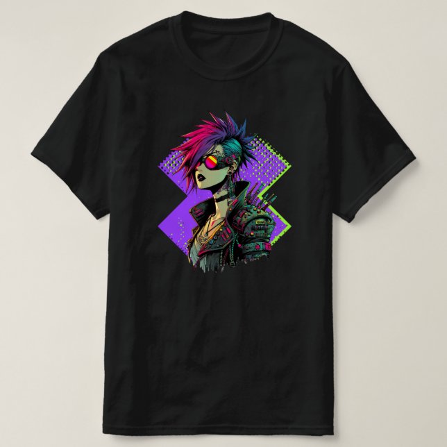 Camiseta Chica Cyberpunk (Diseño del anverso)
