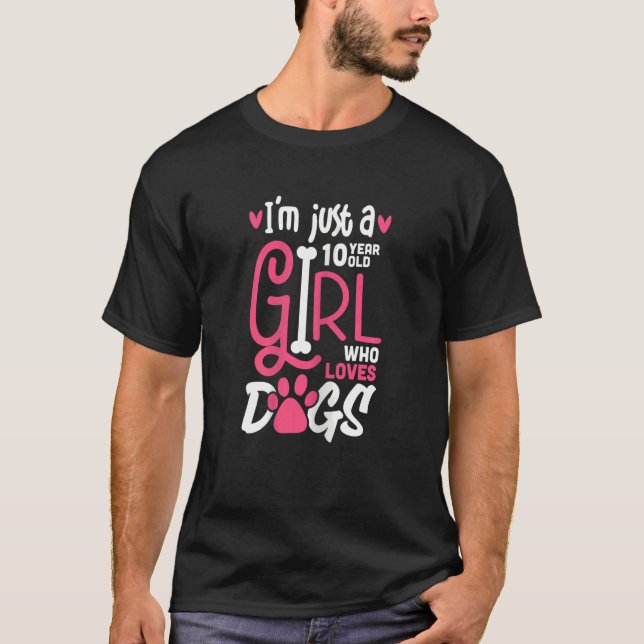 Camiseta chica de 10 años que ama a los perros cachorro niñ (Anverso)