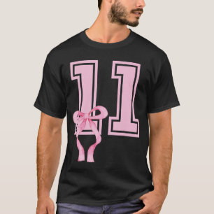 Camiseta Chica de 11 años cumpleaños Coquette lazo rosa Aes