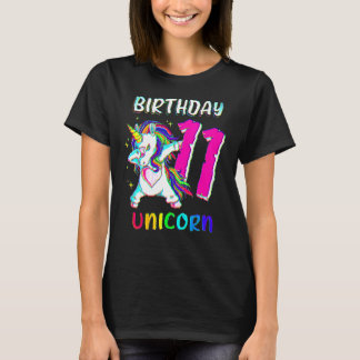 Camiseta chica de 11 años Dabbing Unicornio 11º cumpleaños 