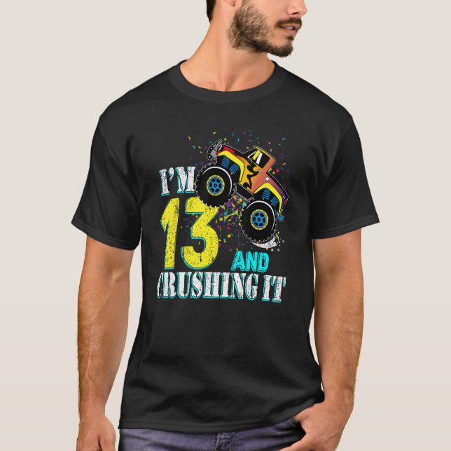 Camiseta chica de 13 años Monstruo de cumpleaños 13 Camión  (Anverso)
