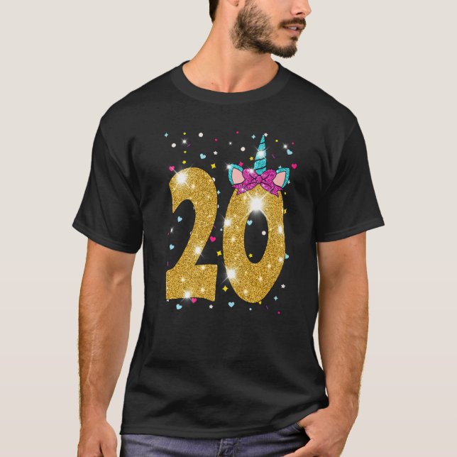 Camiseta chica de 20 años 20º Unicornio (Anverso)