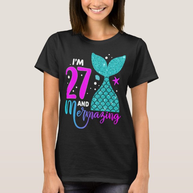 Camiseta chica de 27 años Segunda sirena de cumpleaños núme (Anverso)