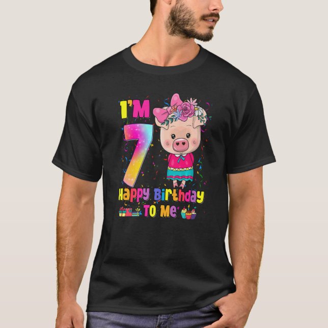 Camiseta chica de 7 años impresionante Princesa Cute Pig 7B (Anverso)