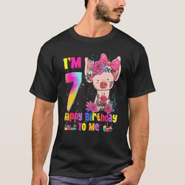 Camiseta chica de 7 años impresionante Princesa Cute Pig 7B (Anverso)