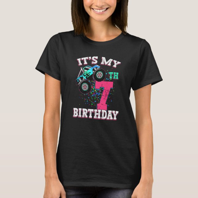 Camiseta chica de 7 años Monstruo de Cumpleaños Chico Cruz (Anverso)
