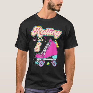 Camiseta Chica de 8 años 8.º Roller de Cumpleaños