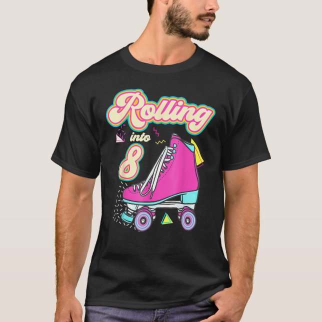 Camiseta Chica de 8 años 8.º Roller de Cumpleaños (Anverso)