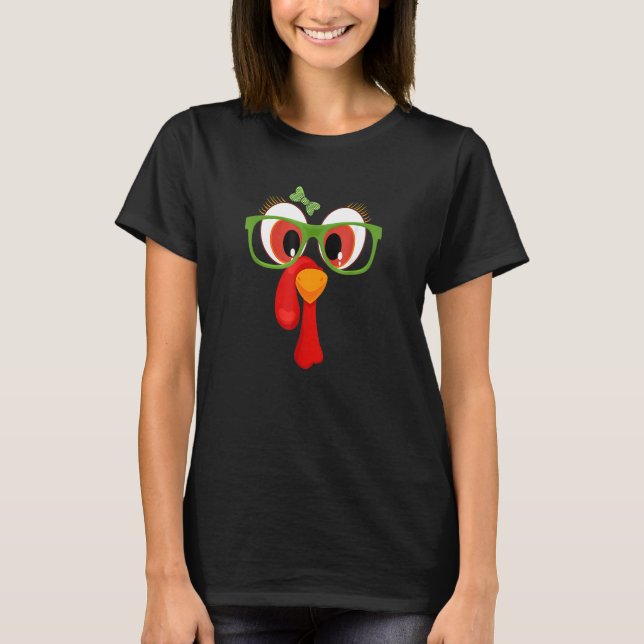 Camiseta Chica de Acción de Gracias Turquía cara gafas de s (Anverso)