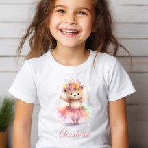 Chica de acuarela del oso de bailarín pequeño