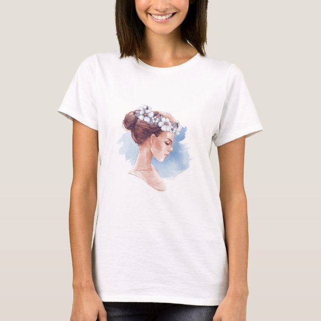 Camiseta Chica de acuarela elegante (Anverso)