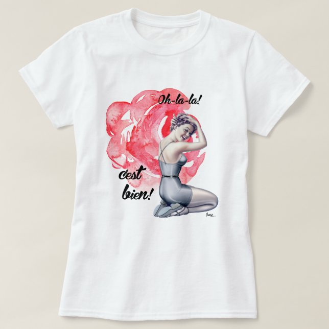 Camiseta Chica de anclaje con fondo floral (Diseño del anverso)
