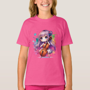 Camiseta Chica de animaciones cúrcute Jugando Cello Player