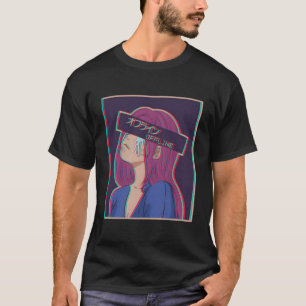 Camiseta Chica de animaciones de vaporwave estético triste 