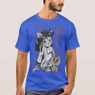 Camiseta Chica de Anime Cat Utsukushii Estética Japonesa O