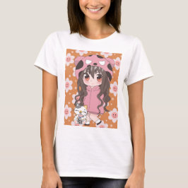 Camiseta chica de anime con flores