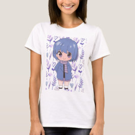 Camiseta chica de anime con flores