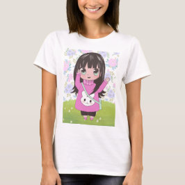 Camiseta chica de anime con flores