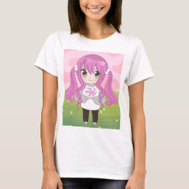 Camiseta chica de anime con flores