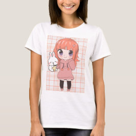 Camiseta chica de anime con flores