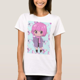Camiseta chica de anime con flores